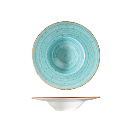 Aqua dia.11" h:2.5" 14 oz. Round Blue Vitrified Bowl