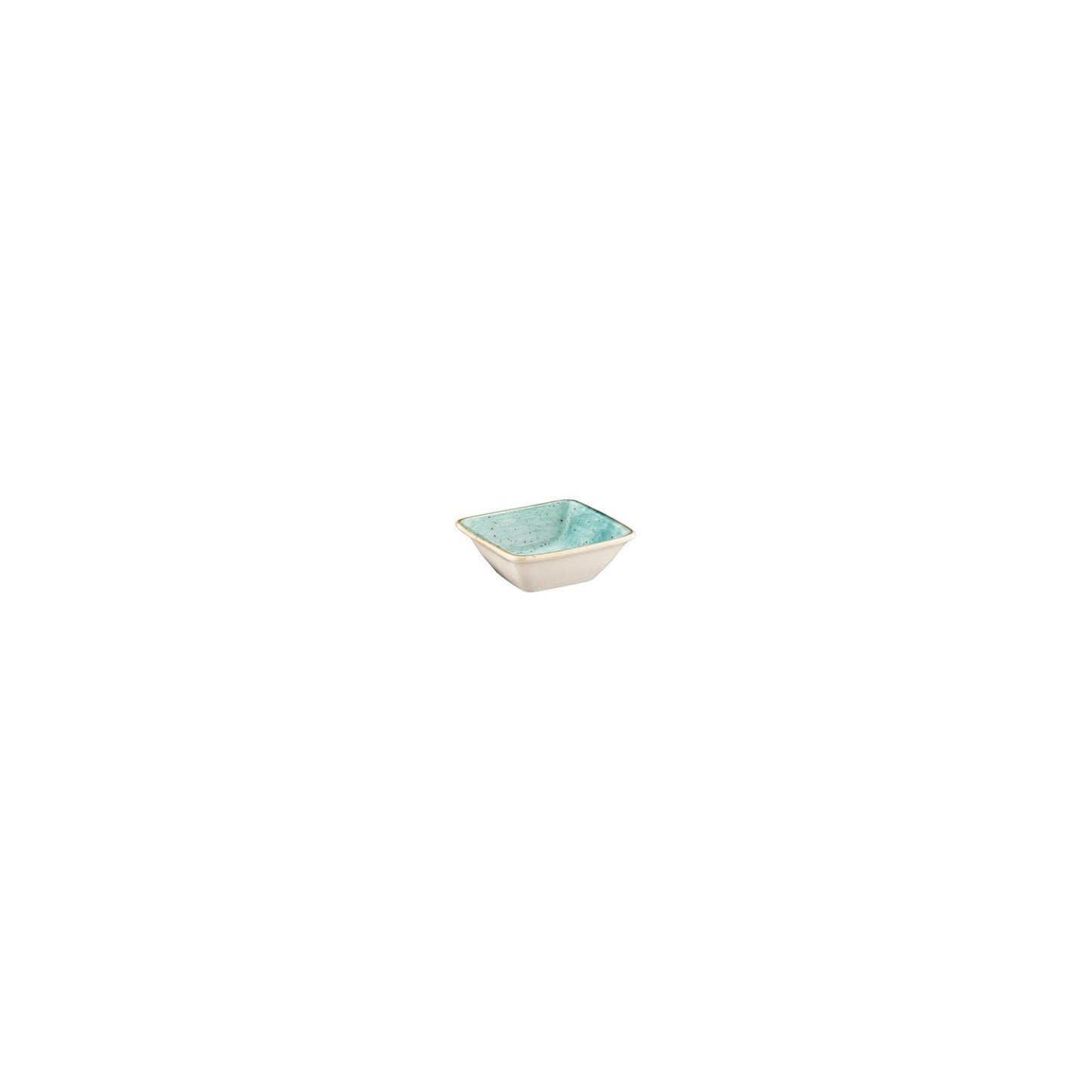Turgla Vitrified Aqua 3.5" x 3.5" x h:1.25" 1 oz. Square Blue Vitrified Ramekin - Case Pack: 24