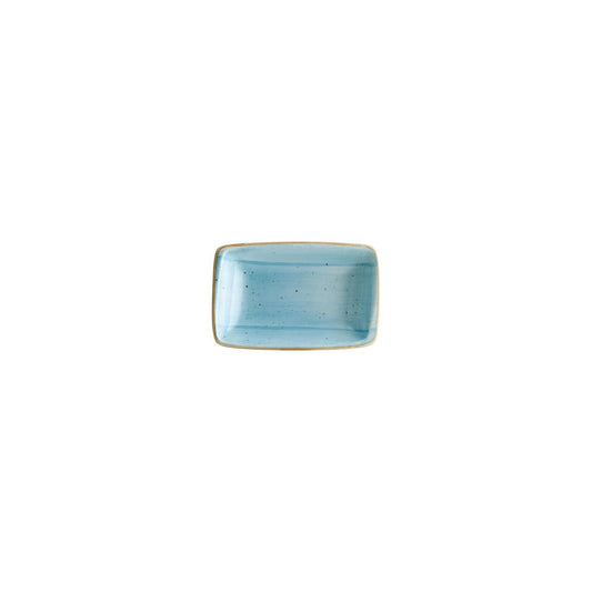 Aqua 6" x 3.75" x h:1.25" 6 oz. Rectangular Blue Vitrified Deep Plate