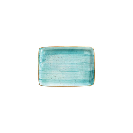Turgla Vitrified Aqua 9" x 6" Rectangular Blue Vitrified Plate - Case Pack: 12