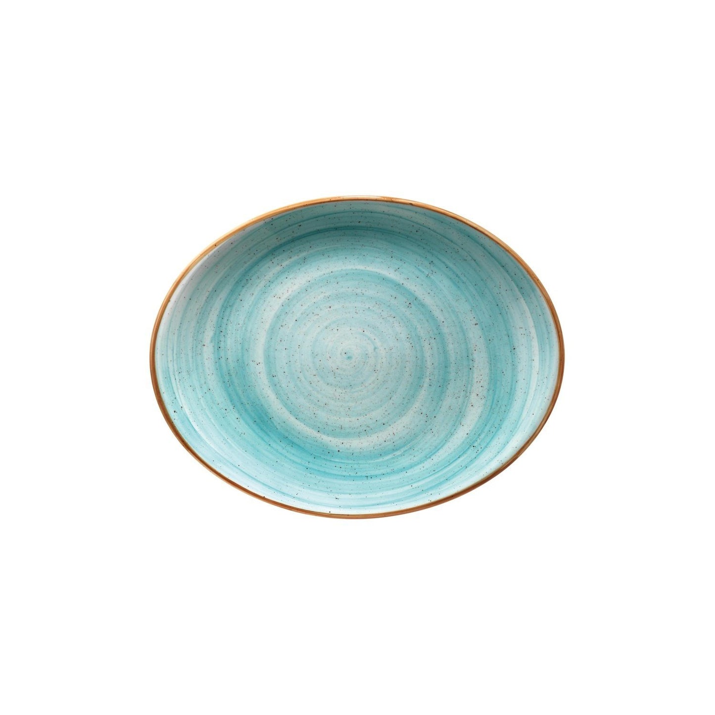 Turgla Vitrified Aqua 12.25" x 9.5" x h:1" Oval Blue Vitrified Platter - Case Pack: 6