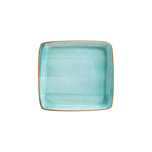 Turgla Vitrified Aqua 10.5" x 10" Square Blue Vitrified Plate - Case Pack: 6