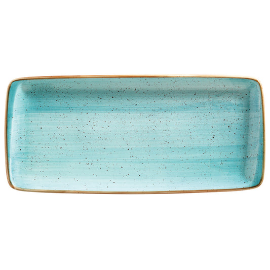 Porcelain Aqua 13.5" x 6" x h:0.75" Rectangular Blue Porcelain Platter - Case Pack: 12