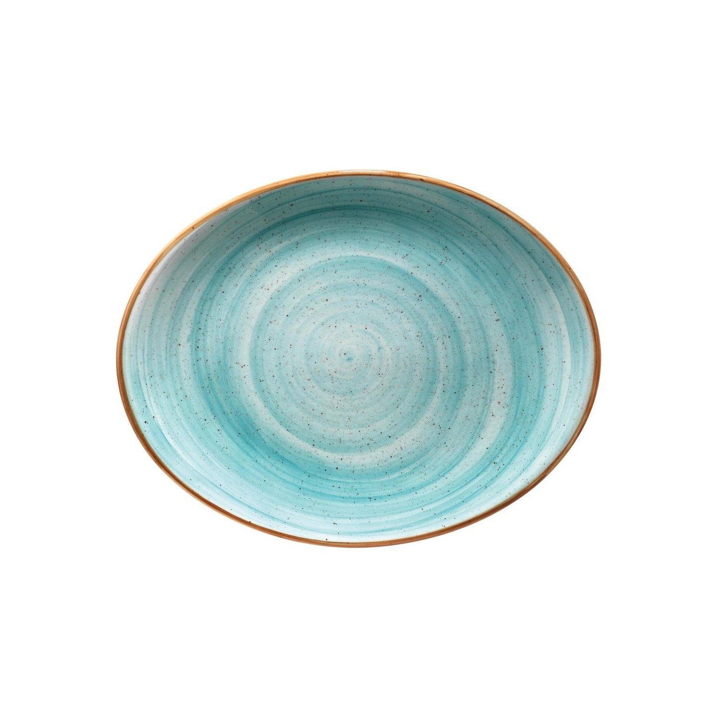 Turgla Vitrified Aqua 14.25" x 11" x h:1.25" Oval Blue Vitrified Platter - Case Pack: 6