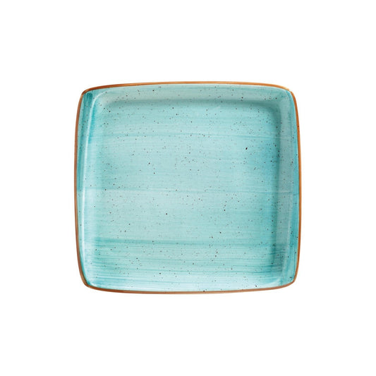 Turgla Vitrified Aqua 12.75" x 12" x h:0.75" Square Blue Vitrified Platter - Case Pack: 6