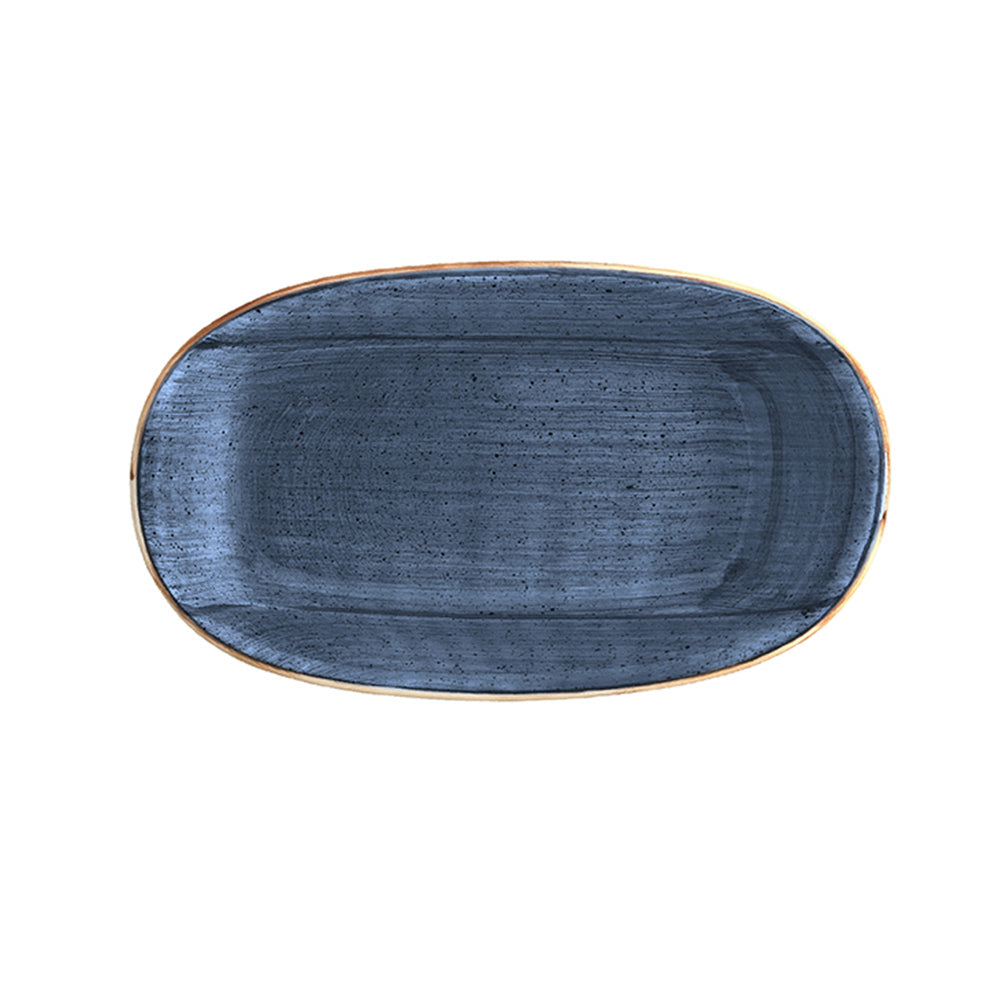 Porcelain Dusk 6" x 3.5" x h:0.75" Oval Blue Porcelain Platter - Case Pack: 12