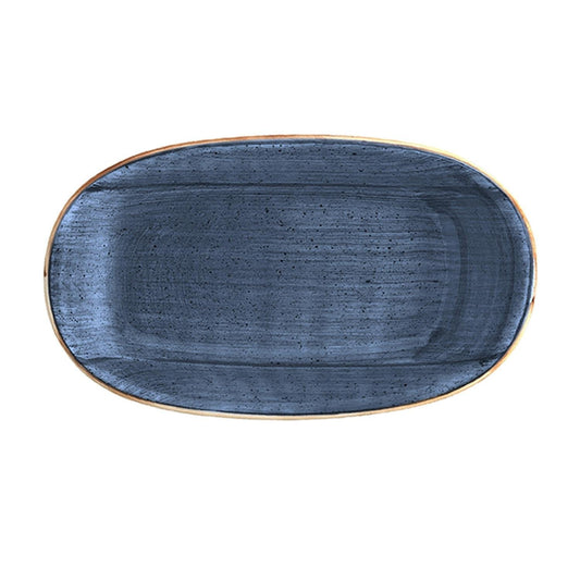 Dusk 7.5" x 4.25" x h:1" Oval Blue Vitrified Platter