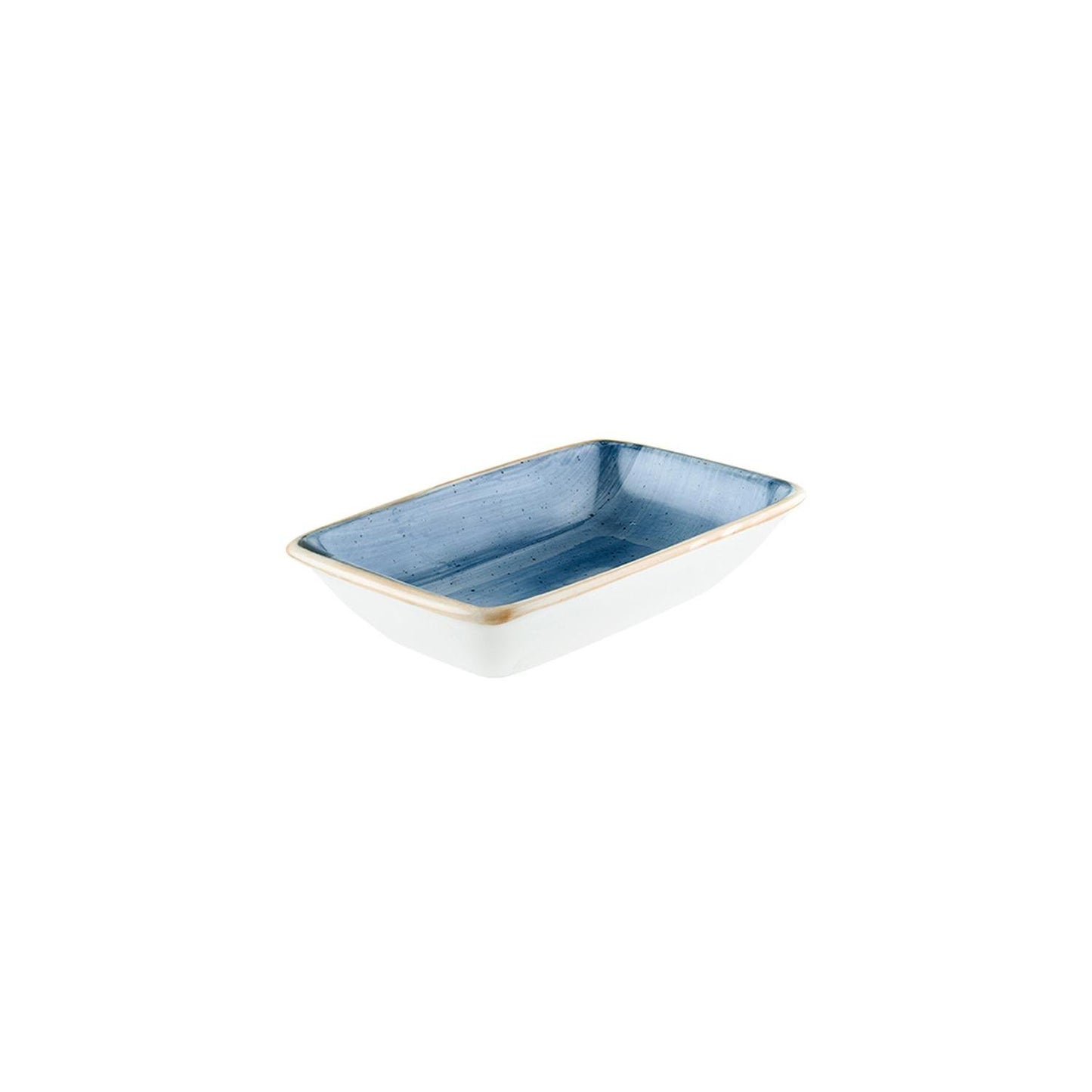Turgla Vitrified Dusk 6" x 3.75" x h:1.25" 6 oz. Rectangular Blue Vitrified Deep Plate - Case Pack: 12