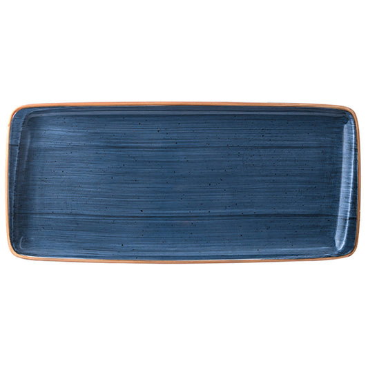 Porcelain Dusk 13.5" x 6" x h:0.75" Rectangular Blue Porcelain Platter - Case Pack: 12