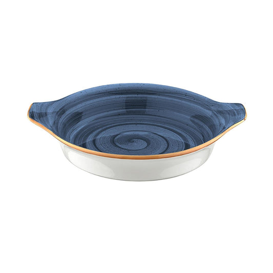 Turgla Vitrified Dusk dia.9.75" h:1.75" 25 oz. Round Blue Vitrified Oven Dish - Case Pack: 12