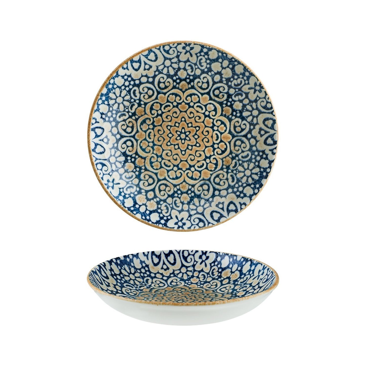 Turgla Vitrified Alhambra dia.11" h:2.5" 57 oz. Round Decorated Vitrified Bowl - Case Pack: 6