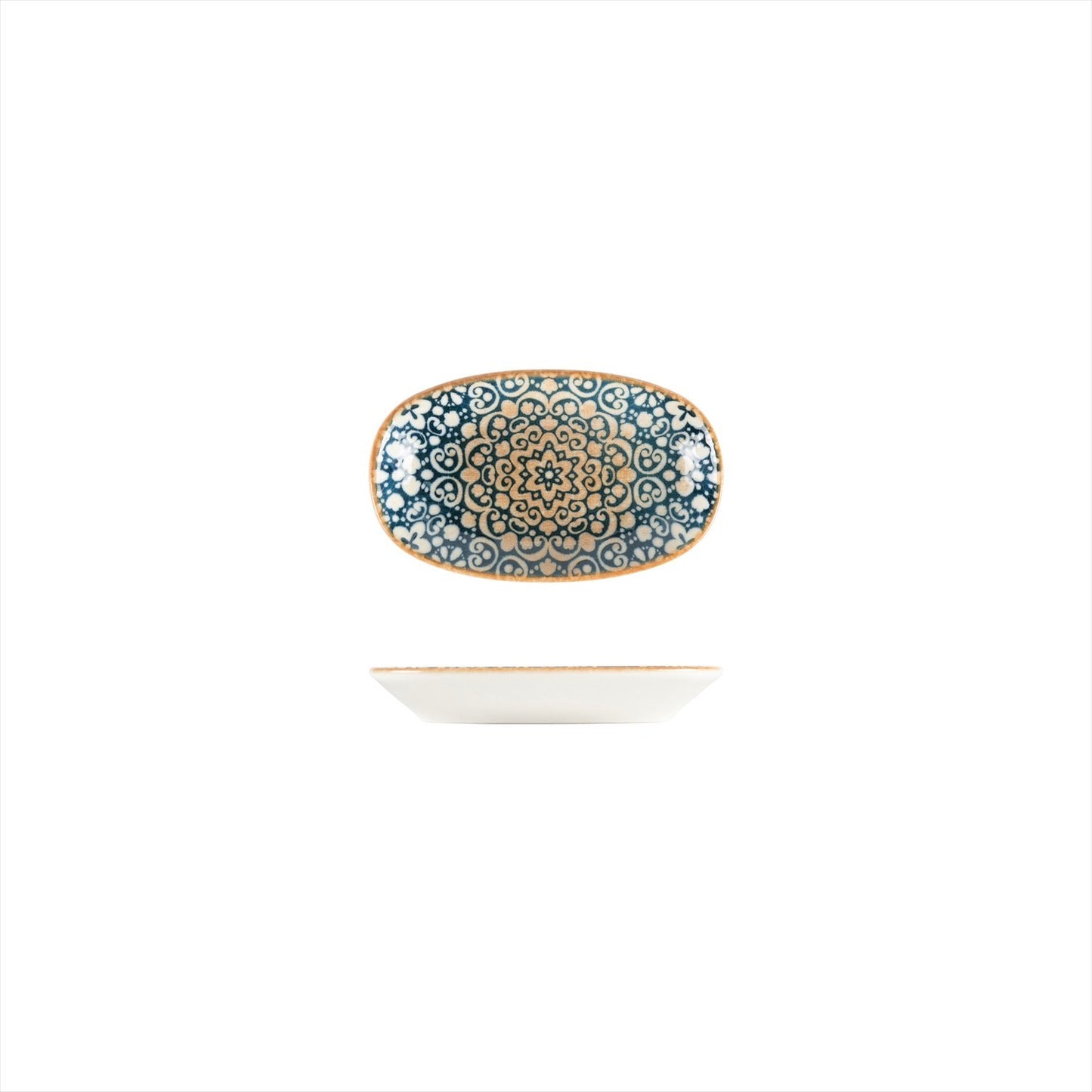 Turgla Vitrified Alhambra 6" x 3.5" x h:0.75" Oval Decorated Vitrified Platter - Case Pack: 12