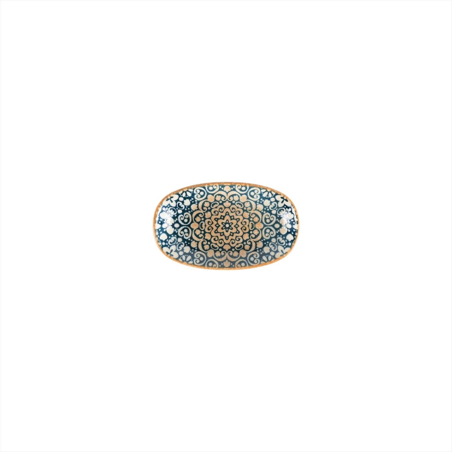 Turgla Vitrified Alhambra 6" x 3.5" x h:0.75" Oval Decorated Vitrified Platter - Case Pack: 12