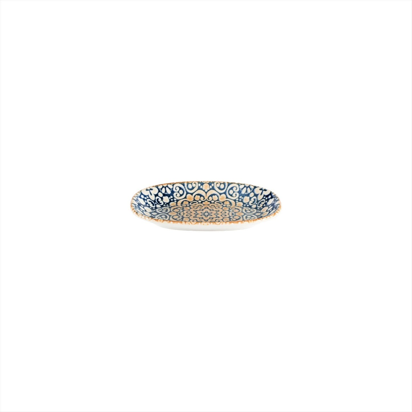 Turgla Vitrified Alhambra 7.5" x 4.25" x h:1" Oval Decorated Vitrified Platter - Case Pack: 12