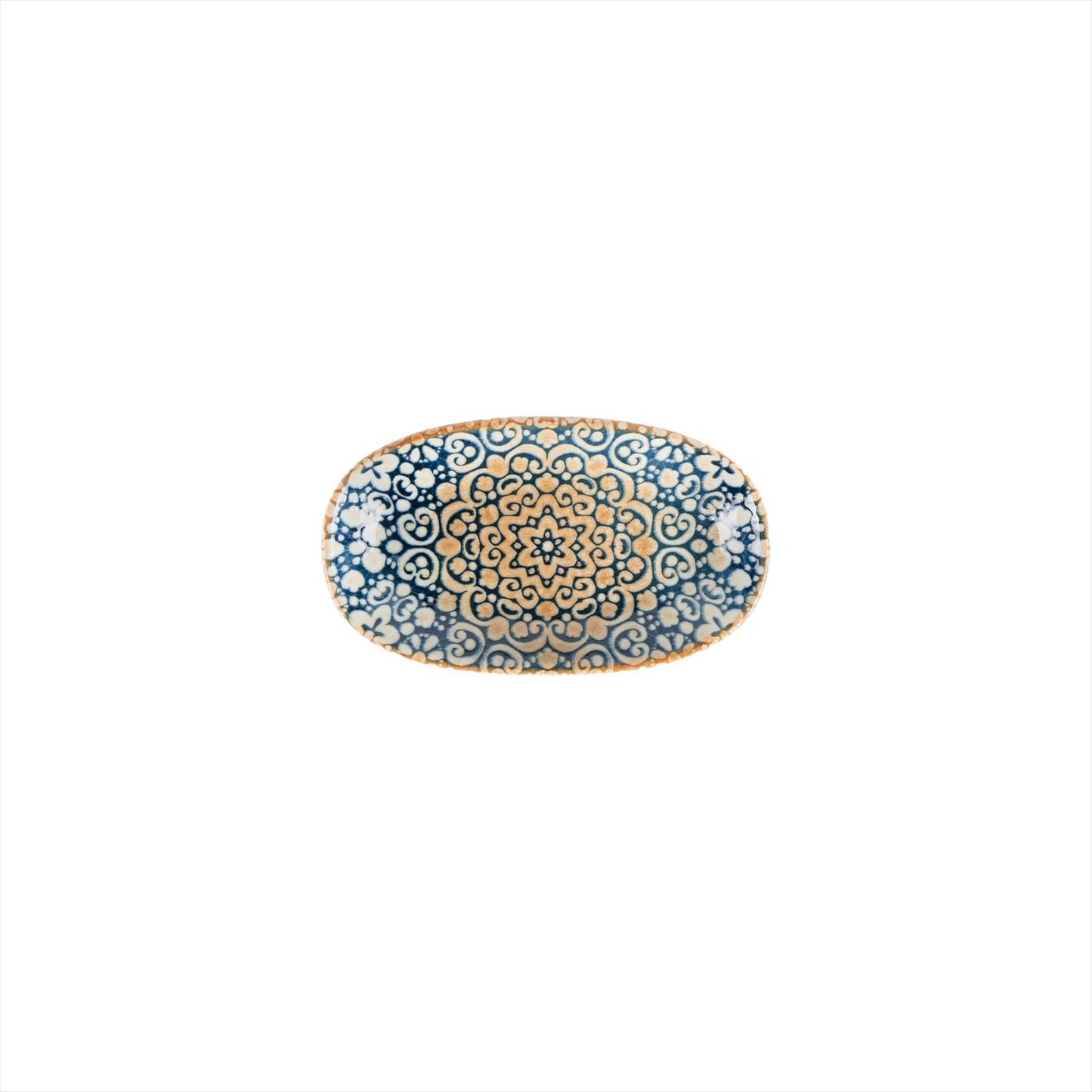 Turgla Vitrified Alhambra 7.5" x 4.25" x h:1" Oval Decorated Vitrified Platter - Case Pack: 12