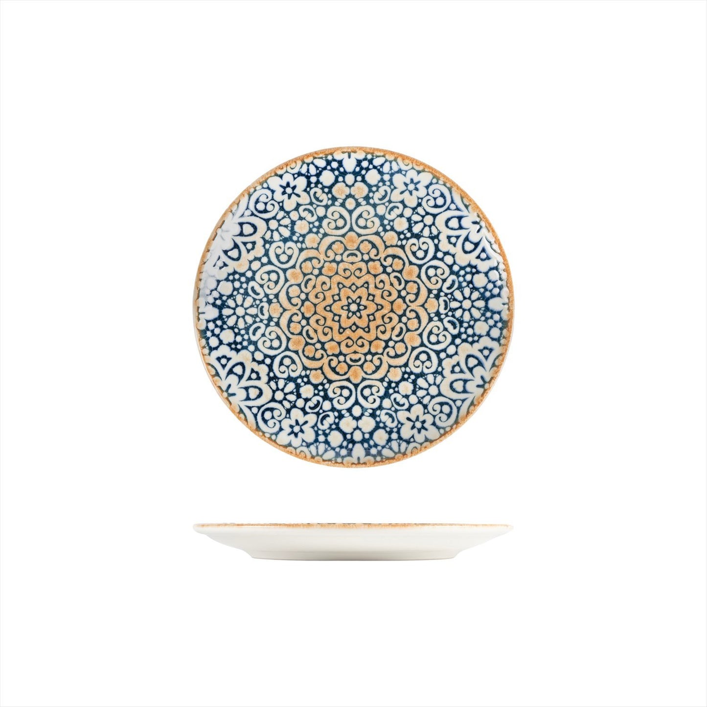 Turgla Vitrified Alhambra dia.8.25" Round Decorated Vitrified Plate - Case Pack: 12