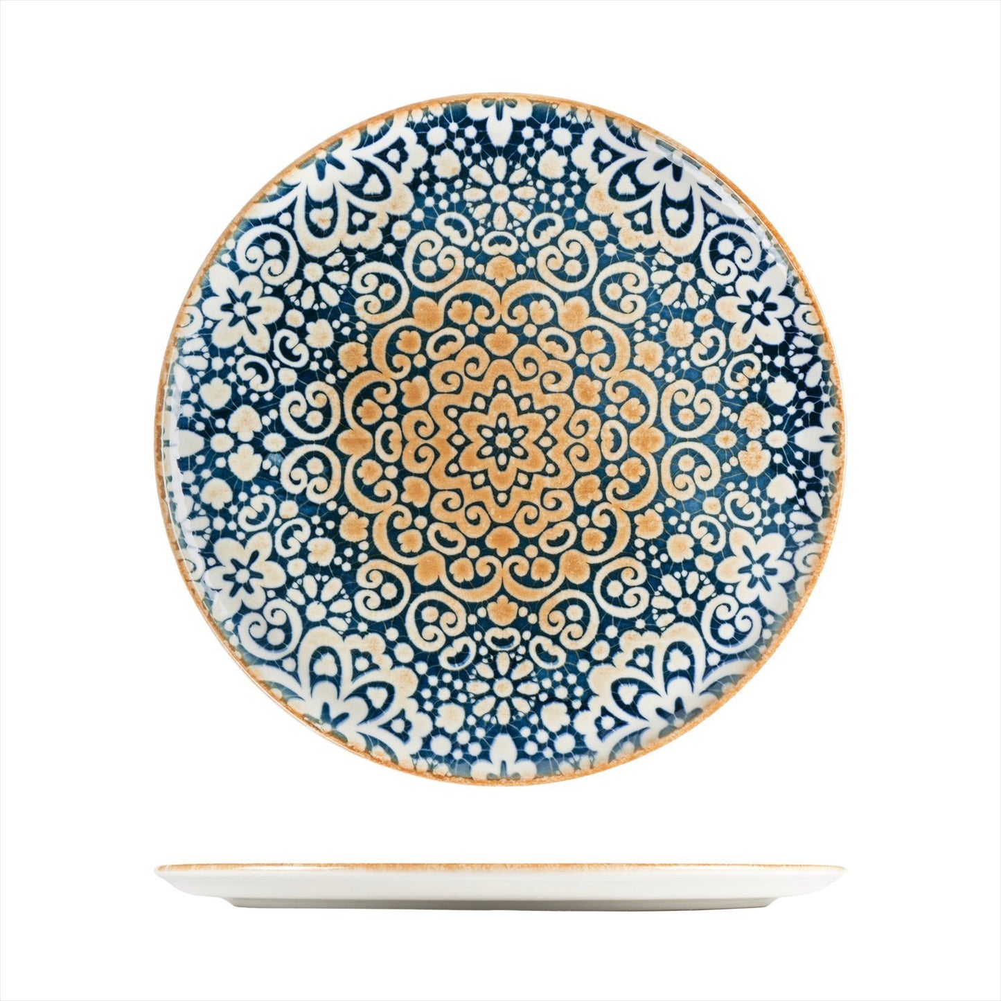 Turgla Vitrified Alhambra dia.12.75" Round Decorated Vitrified Plate - Case Pack: 6