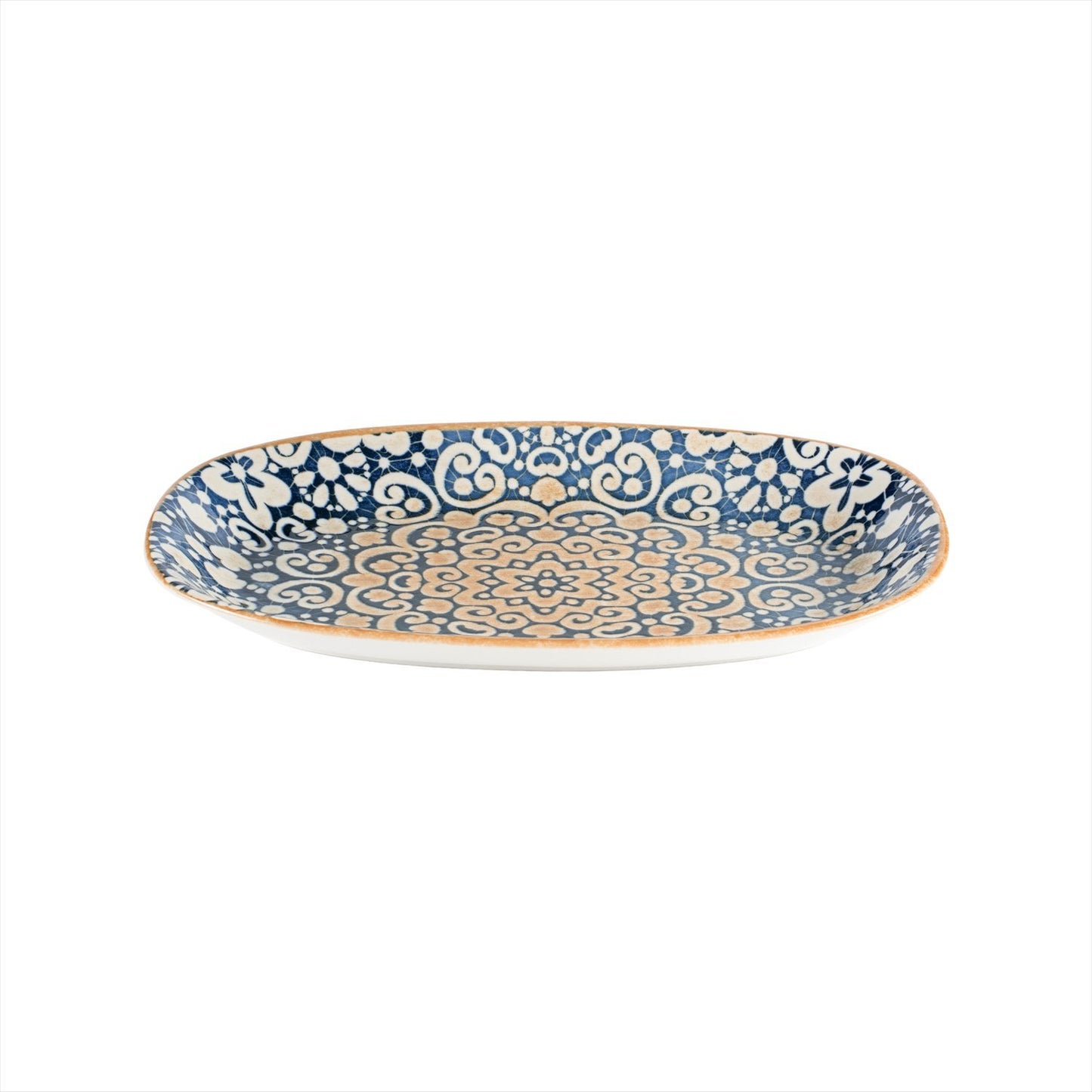 Turgla Vitrified Alhambra 13" x 7.5" x h:1.5" Oval Decorated Vitrified Platter - Case Pack: 6