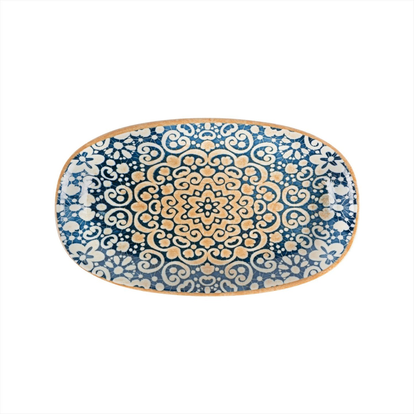 Turgla Vitrified Alhambra 13" x 7.5" x h:1.5" Oval Decorated Vitrified Platter - Case Pack: 6