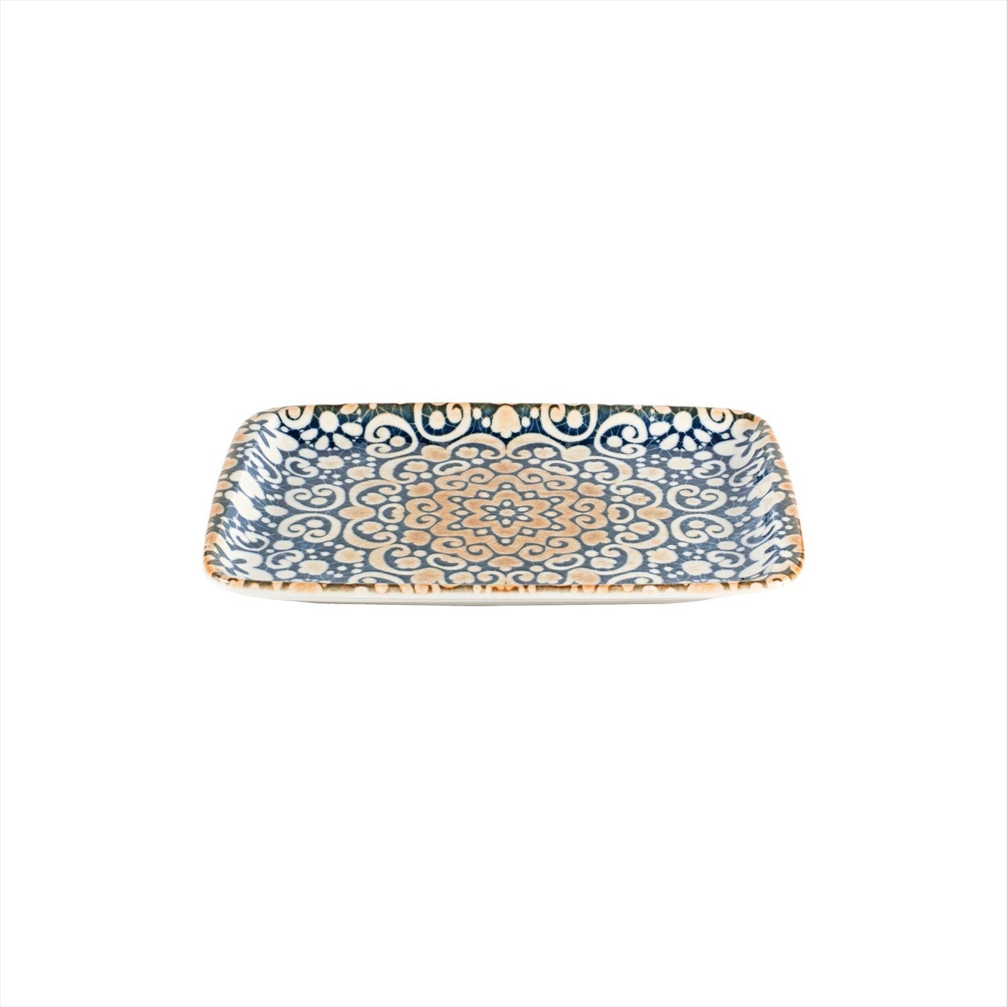 Turgla Vitrified Alhambra 9" x 6" Rectangular Decorated Vitrified Plate - Case Pack: 12