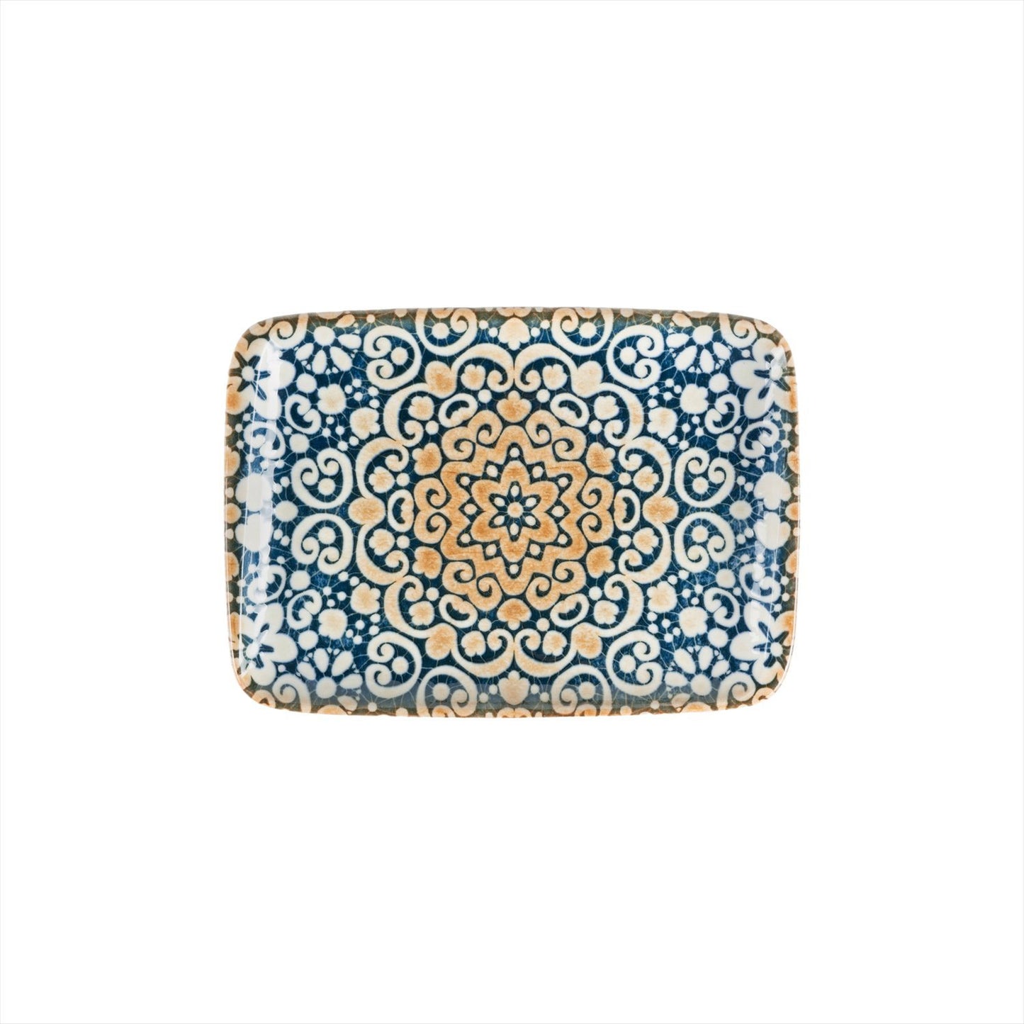 Turgla Vitrified Alhambra 9" x 6" Rectangular Decorated Vitrified Plate - Case Pack: 12