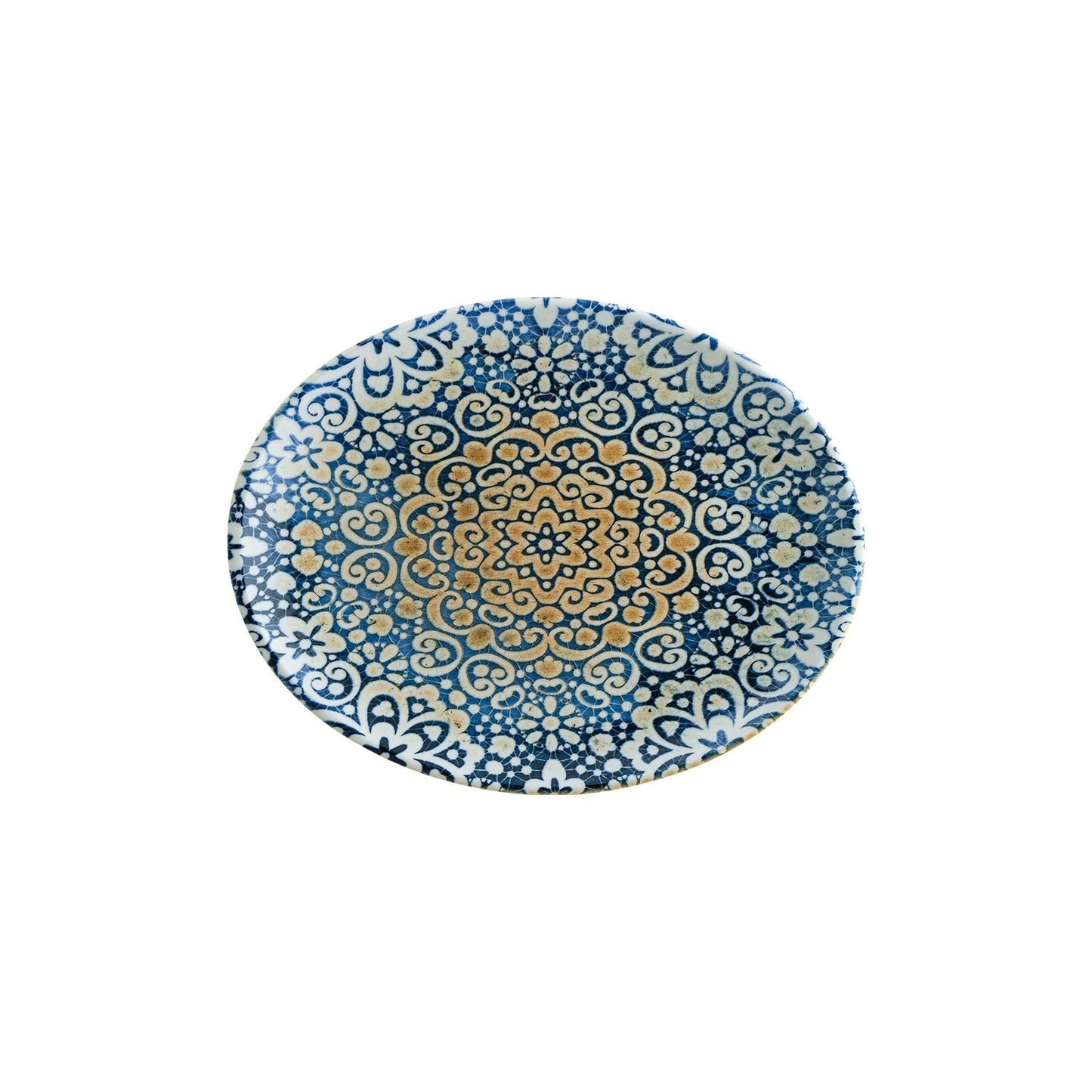 Turgla Vitrified Alhambra 12.25" x 9.5" x h:1" Oval Decorated Vitrified Platter - Case Pack: 6