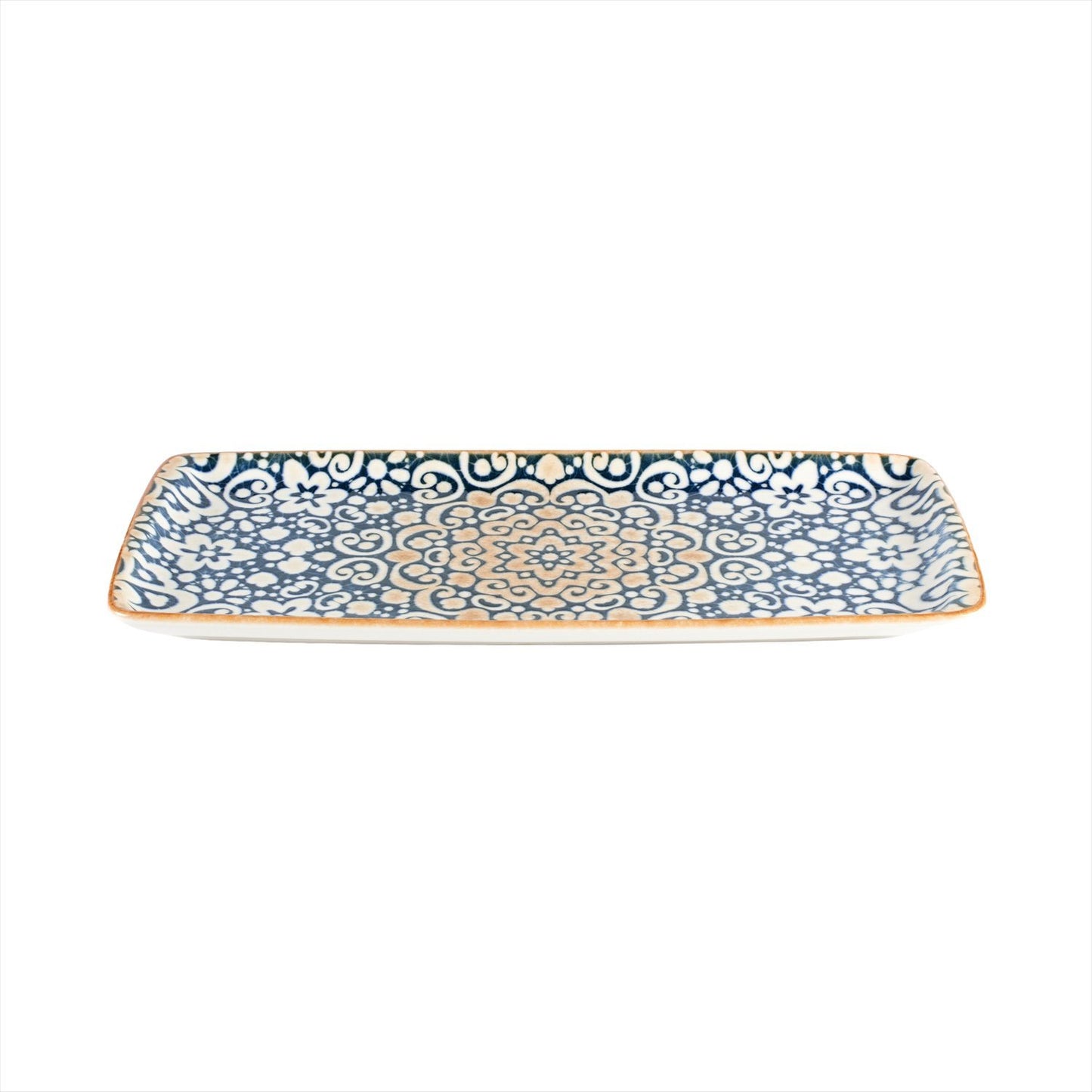 Turgla Vitrified Alhambra 13.5" x 6" x h:0.75" Rectangular Decorated Vitrified Platter - Case Pack: 12