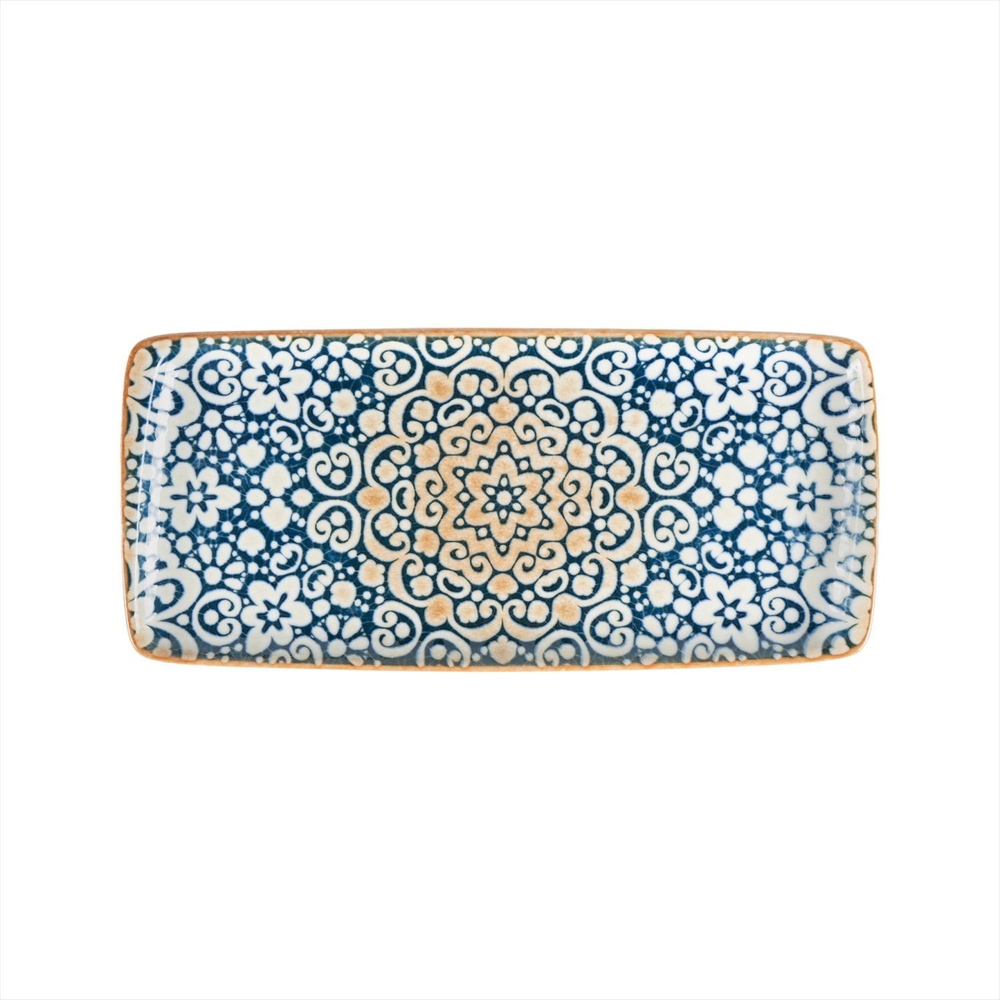 Turgla Vitrified Alhambra 13.5" x 6" x h:0.75" Rectangular Decorated Vitrified Platter - Case Pack: 12
