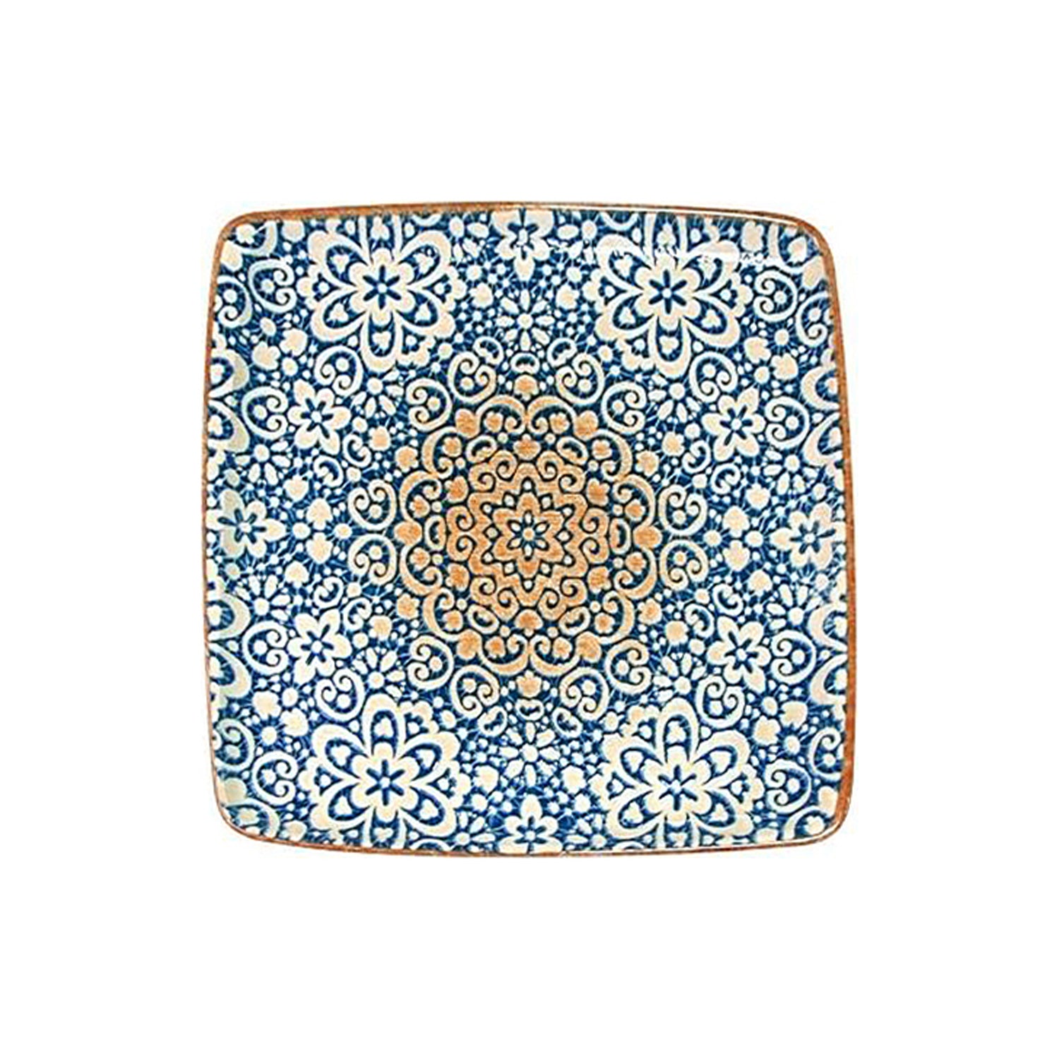 Alhambra 12.75" x 12" x h:0.75" Square Decorated Vitrified Platter