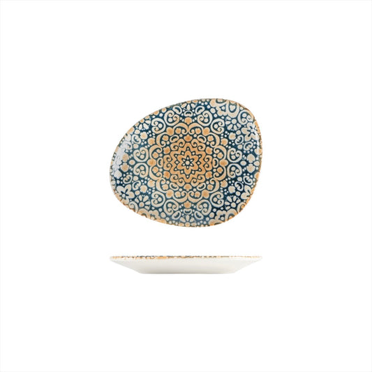 Turgla Vitrified Alhambra 7.5" x 6" Organic Decorated Vitrified Plate - Case Pack: 12