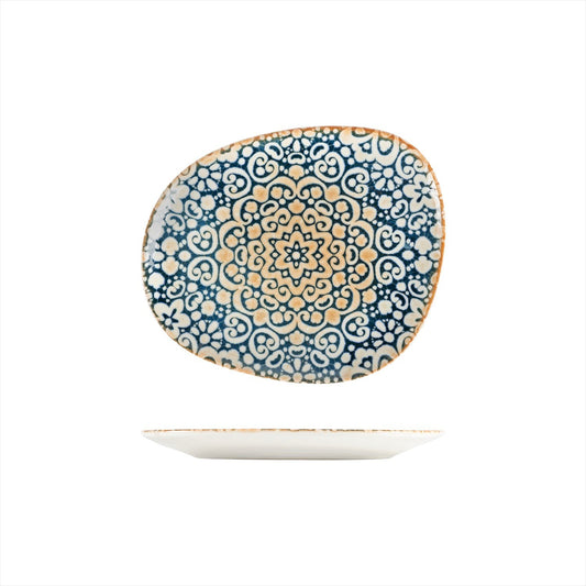 Turgla Vitrified Alhambra 9.5" x 7.5" Organic Decorated Vitrified Plate - Case Pack: 12
