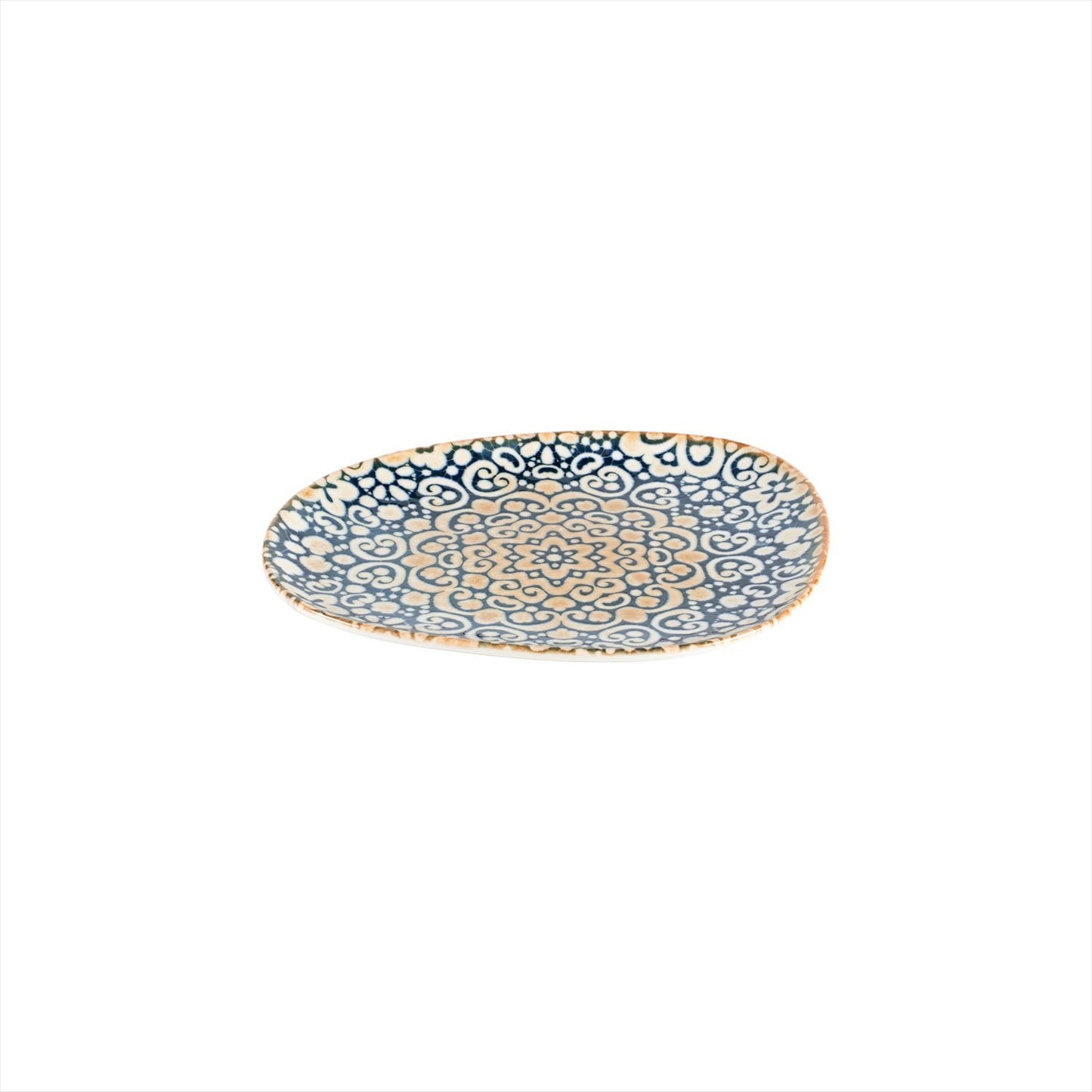 Turgla Vitrified Alhambra 9.5" x 7.5" Organic Decorated Vitrified Plate - Case Pack: 12
