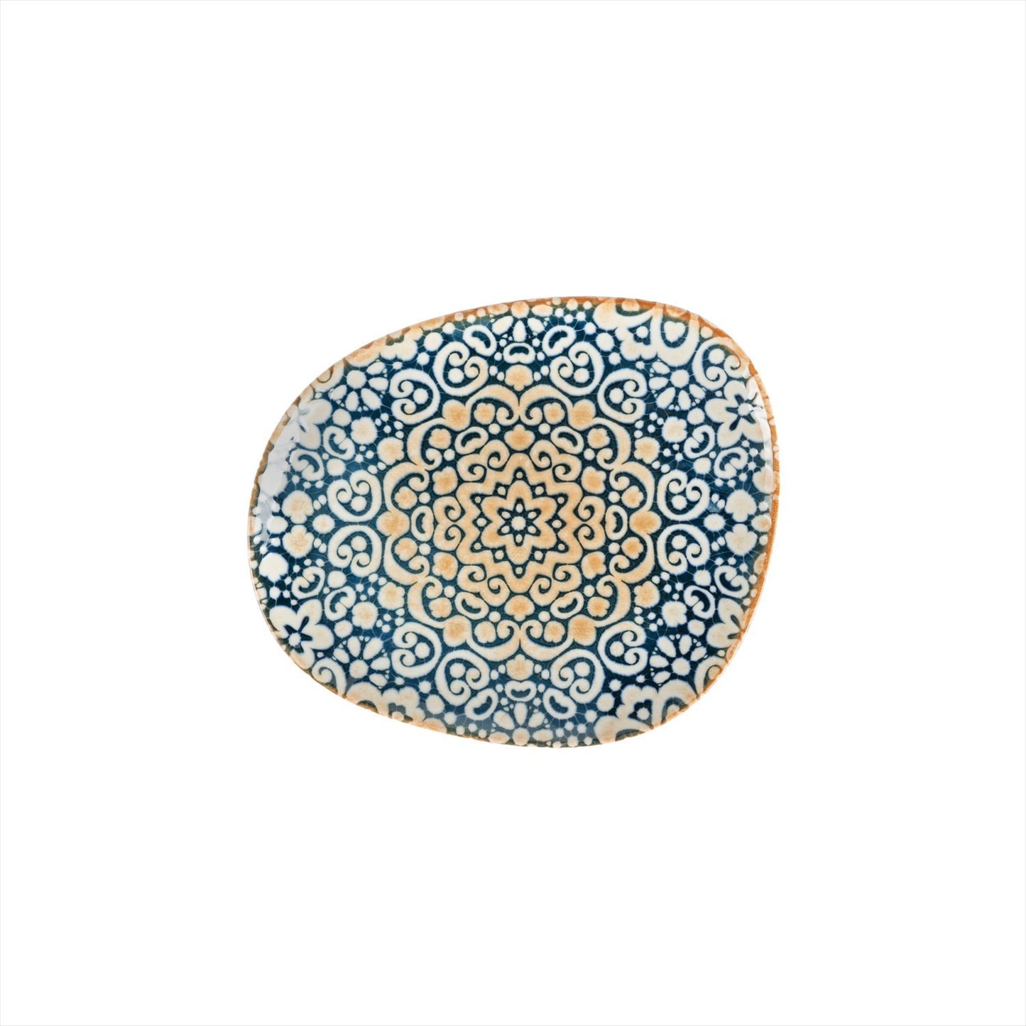 Turgla Vitrified Alhambra 9.5" x 7.5" Organic Decorated Vitrified Plate - Case Pack: 12