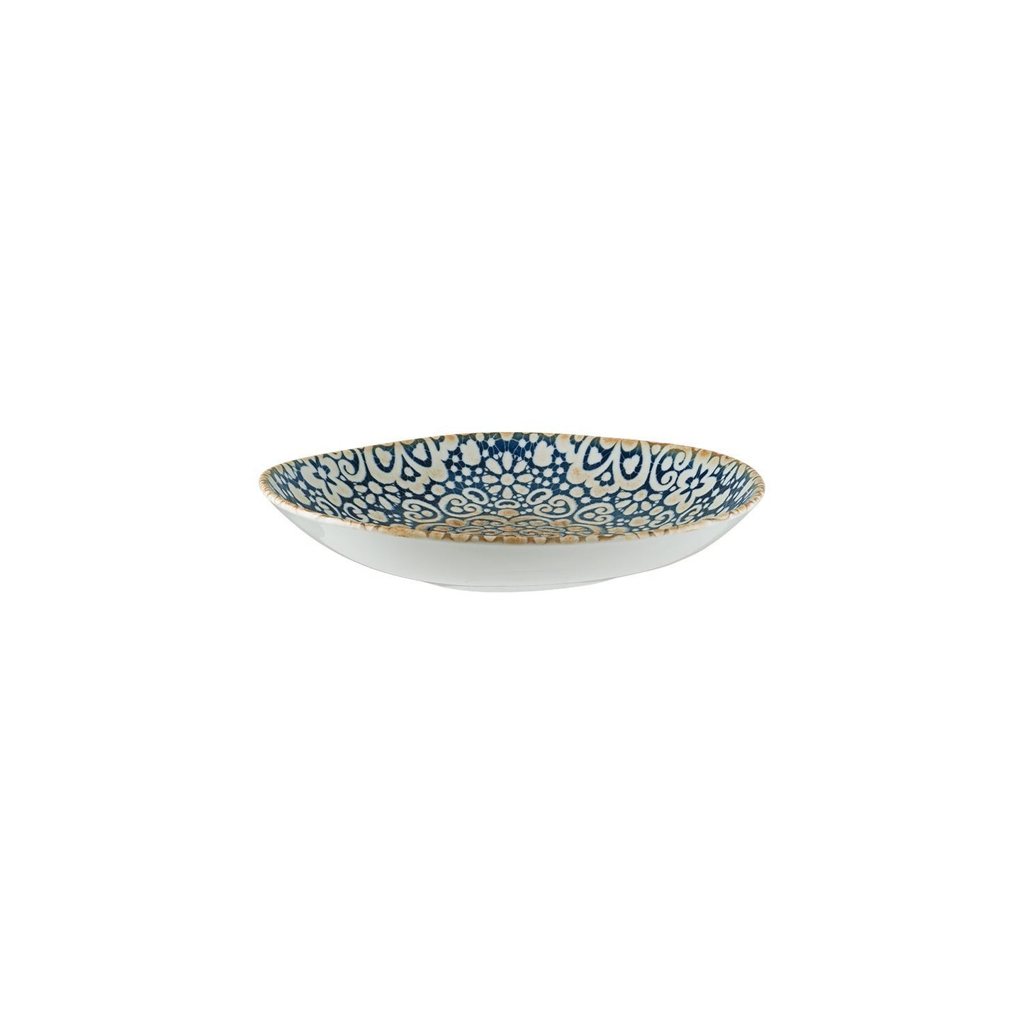 Turgla Vitrified Alhambra 10.25" x 9.5" x h:2.5" 36 oz. Organic Decorated Vitrified Bowl - Case Pack: 6