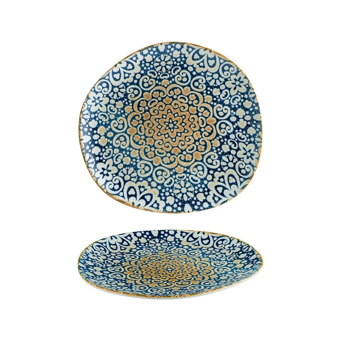Turgla Vitrified Alhambra 11.5" x 10.5" Organic Decorated Vitrified Plate - Case Pack: 6