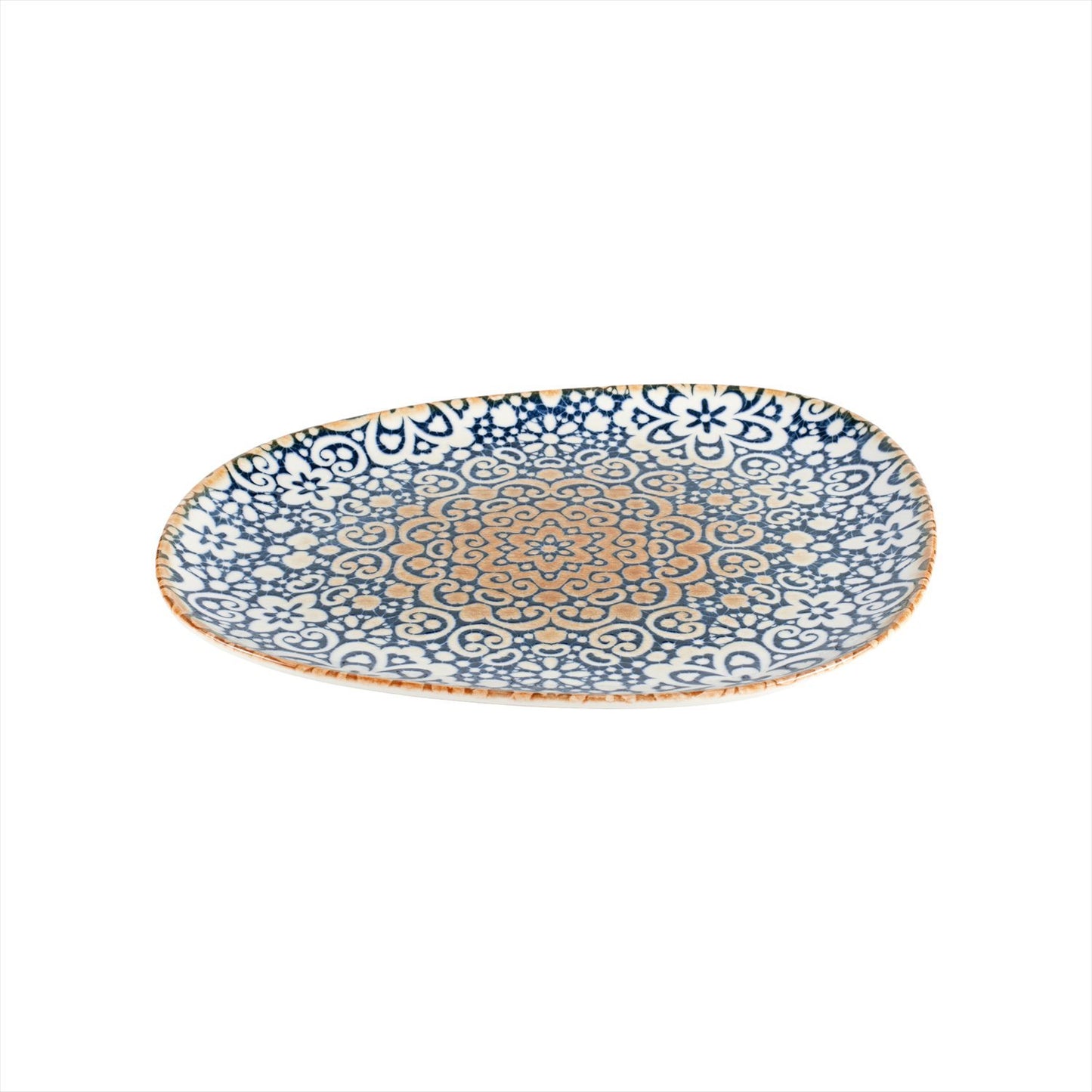Turgla Vitrified Alhambra 13" x 10.75" Organic Decorated Vitrified Plate - Case Pack: 6