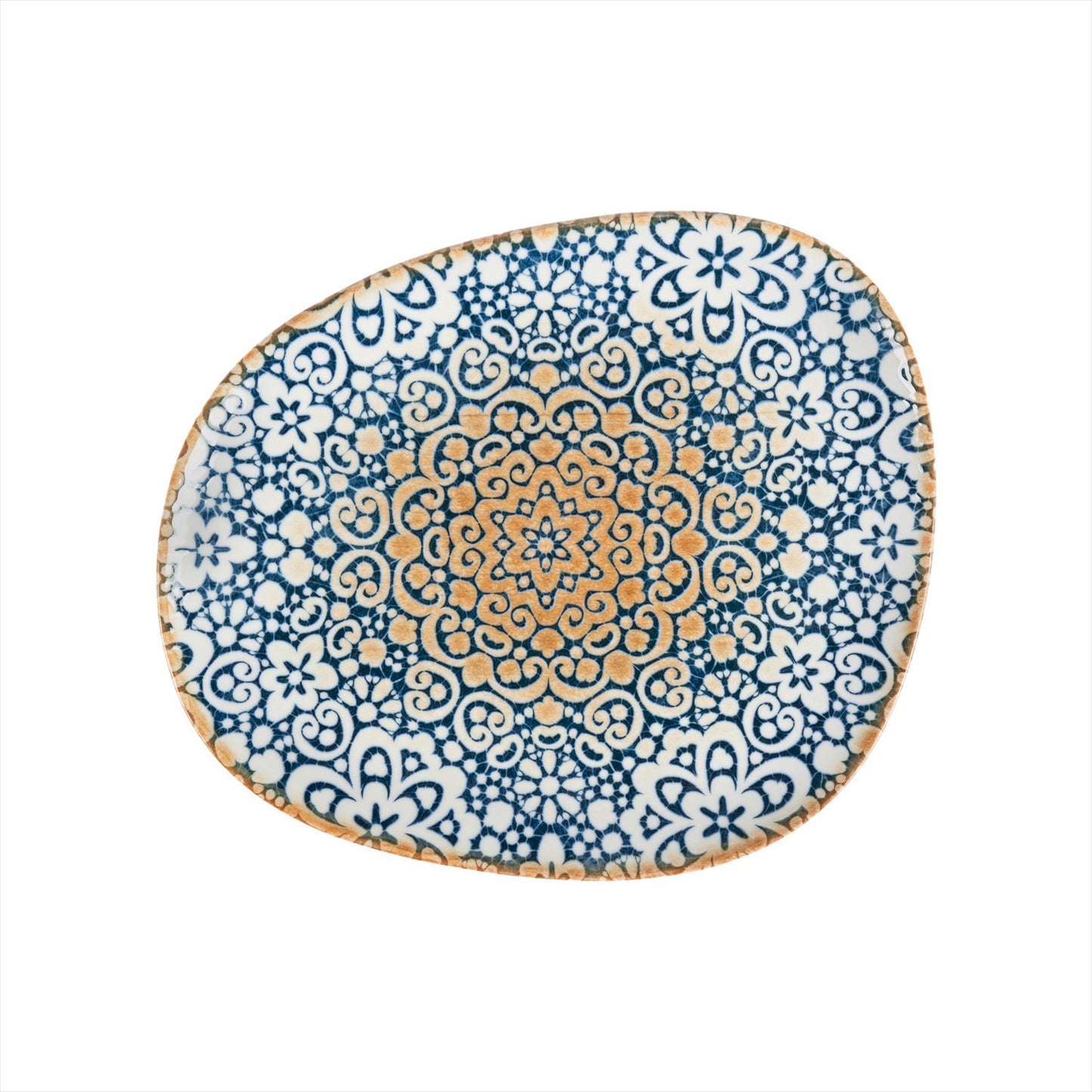 Turgla Vitrified Alhambra 13" x 10.75" Organic Decorated Vitrified Plate - Case Pack: 6