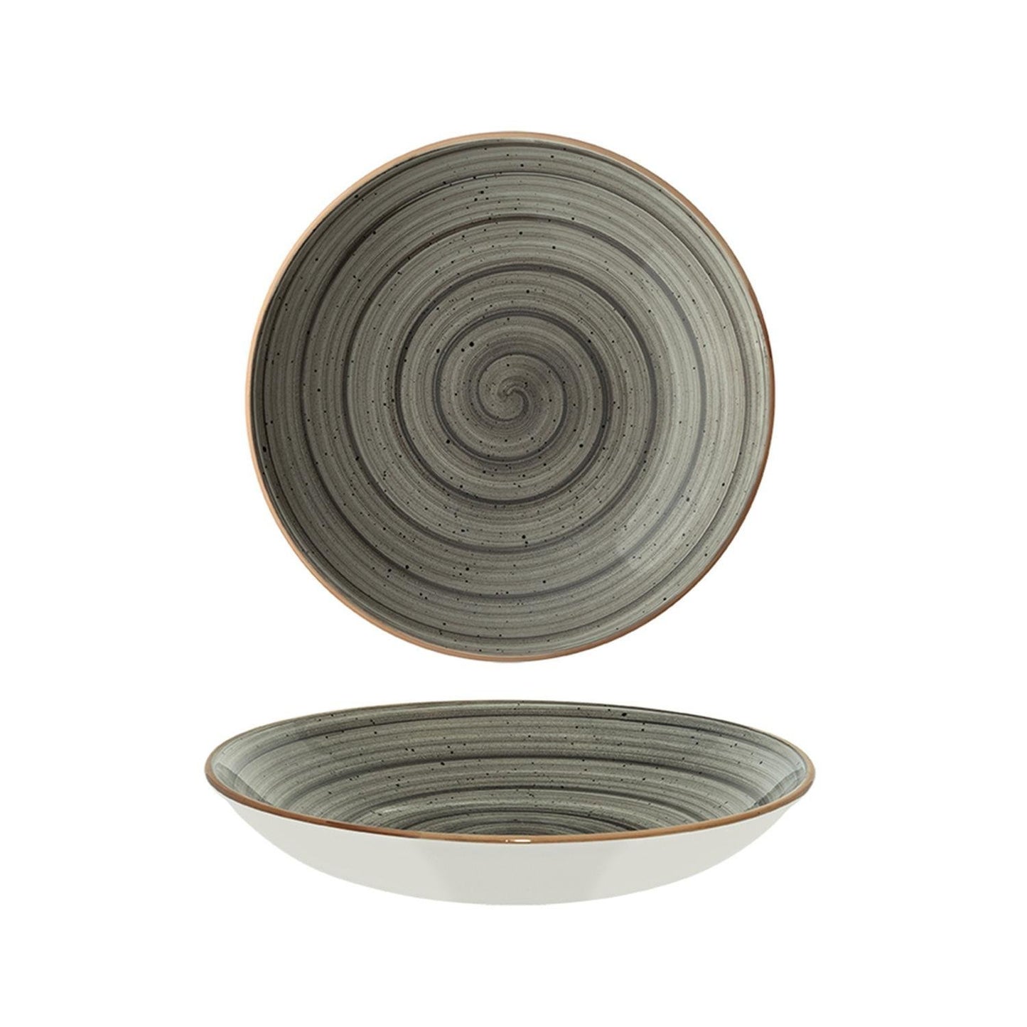 Turgla Vitrified Space dia.9" h:2" 34 oz. Round Gray Vitrified Bowl - Case Pack: 6