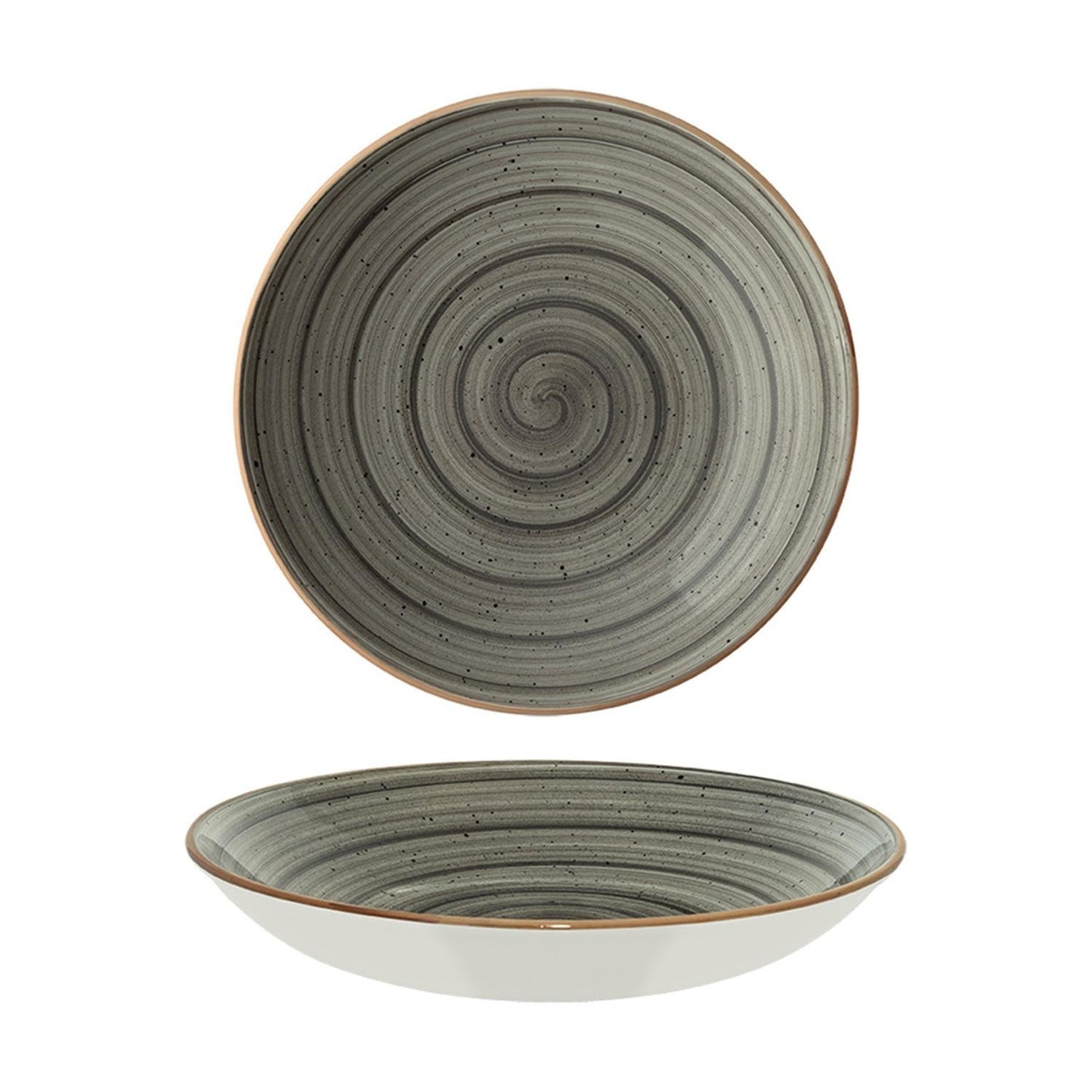 Turgla Vitrified Space dia.10" h:2" 44 oz. Round Gray Vitrified Bowl - Case Pack: 6