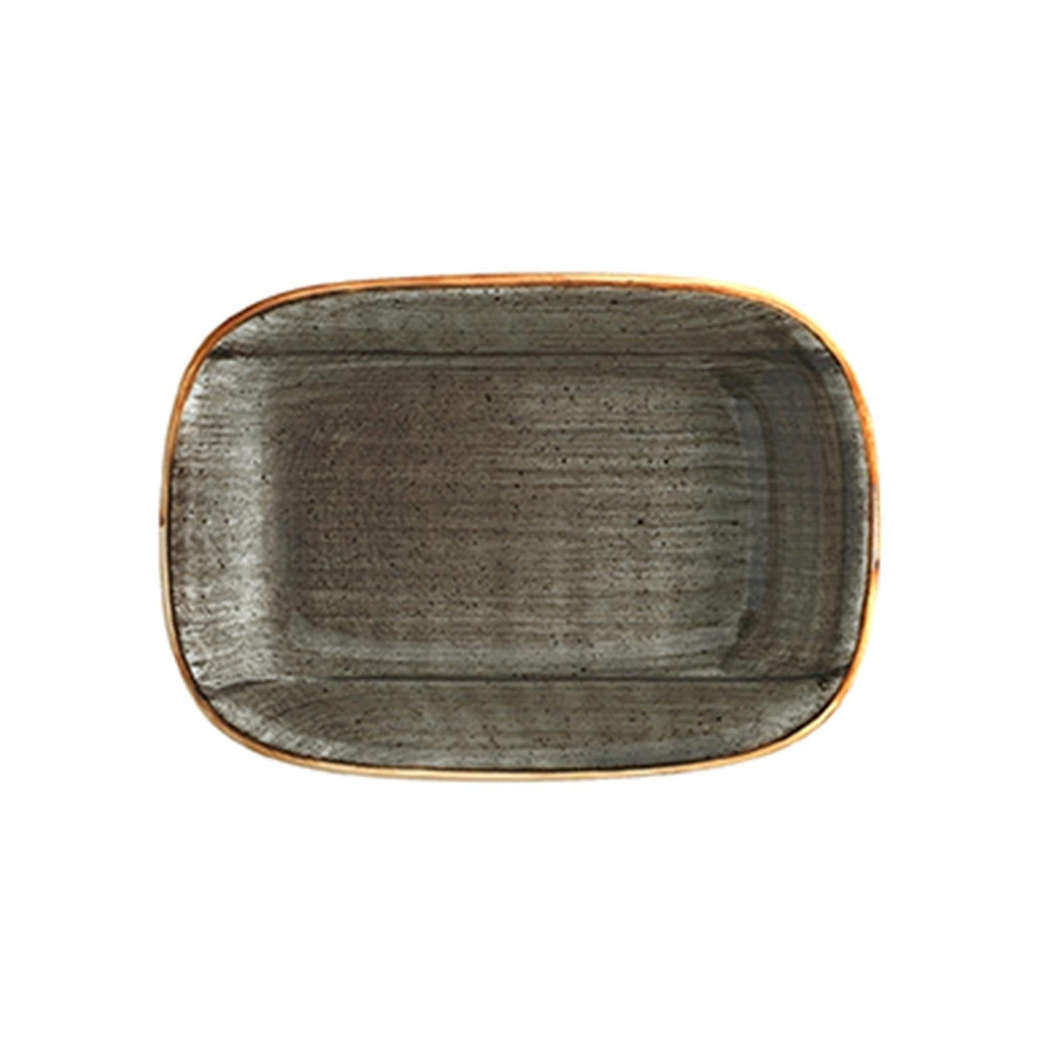 Space 5.5" x 4" x h:1.25" 7 oz. Rectangular Gray Vitrified Deep Plate