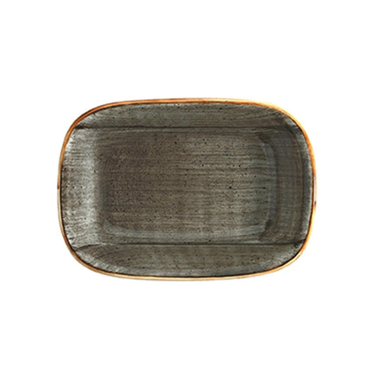 Space 5.5" x 4" x h:1.25" 7 oz. Rectangular Gray Vitrified Deep Plate