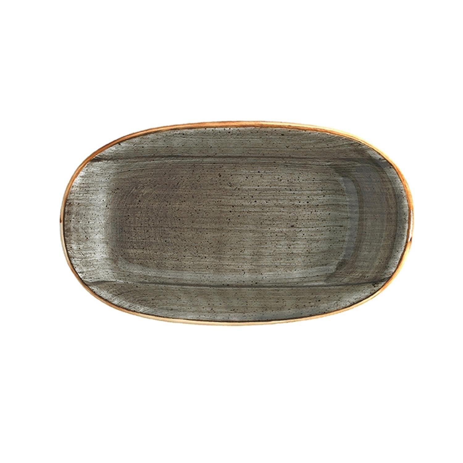 Space 6" x 3.5" x h:0.75" Oval Gray Vitrified Platter