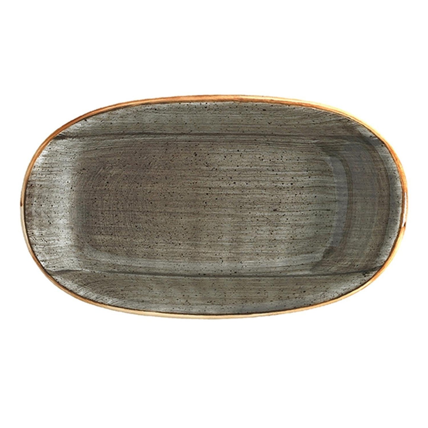 Turgla Vitrified Space 9.5" x 5.5" x h:1.25" Oval Gray Vitrified Platter - Case Pack: 12