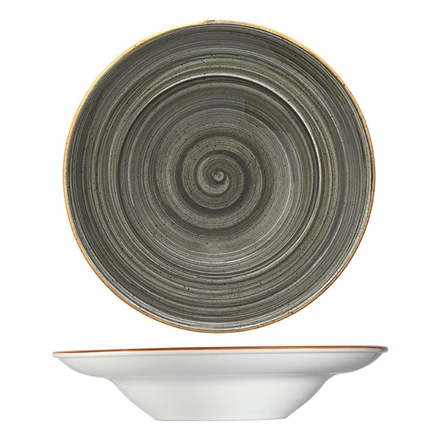 Turgla Vitrified Space dia.10.75" h:2.25" 16 oz. Round Gray Vitrified Bowl - Case Pack: 6