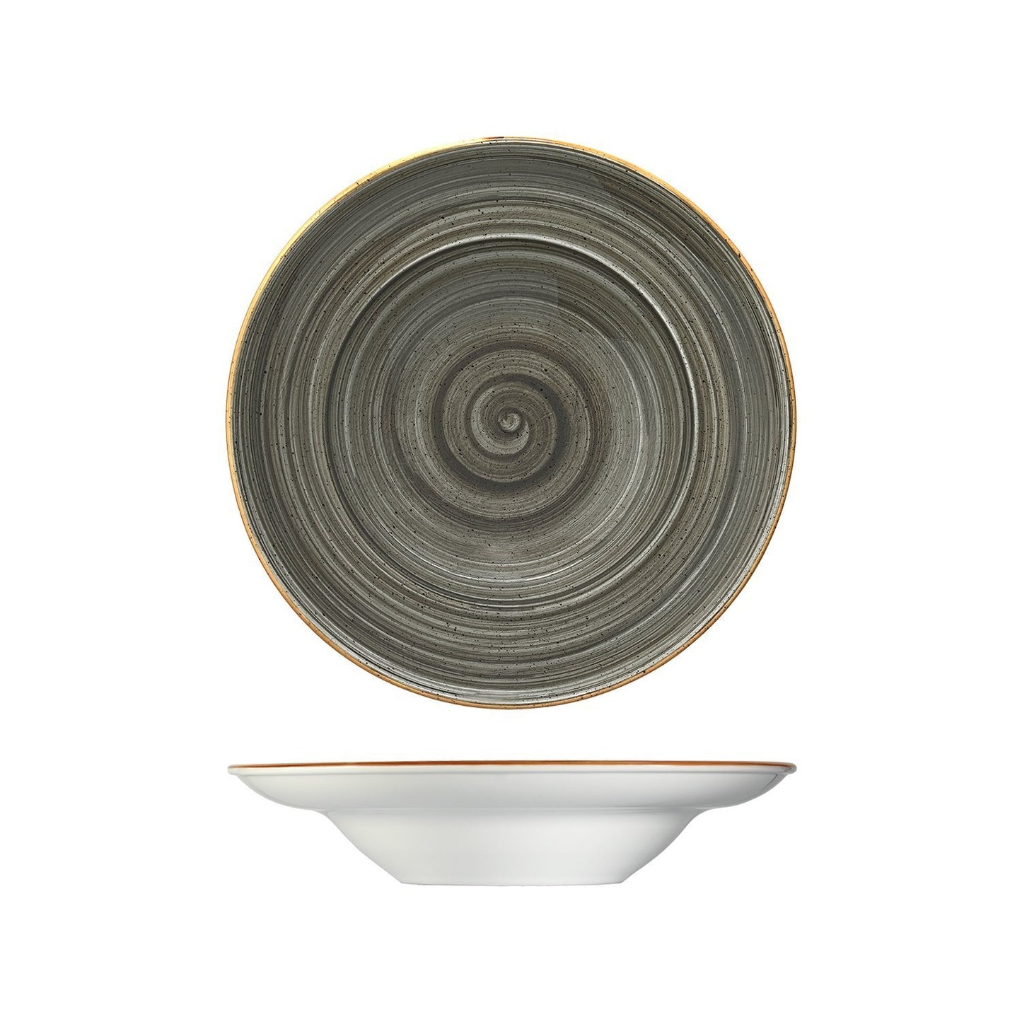 Turgla Vitrified Space dia.11.75" h:2.5" 19 oz. Round Gray Vitrified Bowl - Case Pack: 6