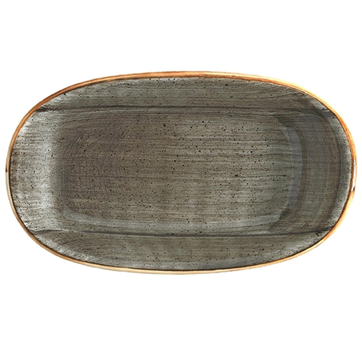 Space 13" x 7.5" x h:1.5" Oval Gray Vitrified Platter