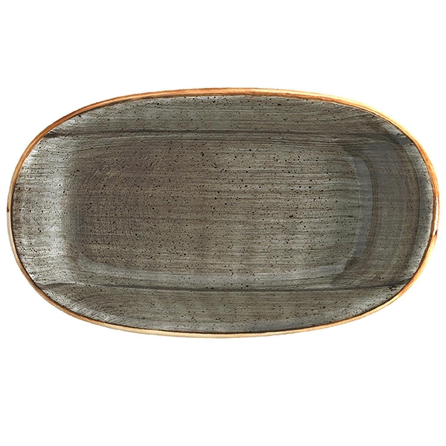 Space 13" x 7.5" x h:1.5" Oval Gray Vitrified Platter