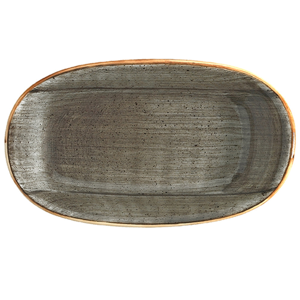 Porcelain Space 13" x 7.5" x h:1.5" Oval Grey Porcelain Platter - Case Pack: 6