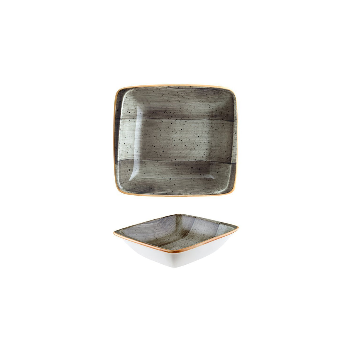 Space 7.5" x 6.5" x h:2" 20 oz. Square Gray Vitrified Bowl