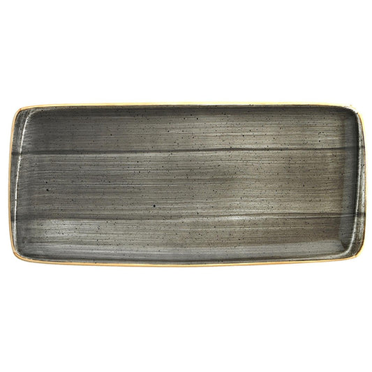 Turgla Vitrified Space 13.5" x 6" x h:0.75" Rectangular Gray Vitrified Platter - Case Pack: 12